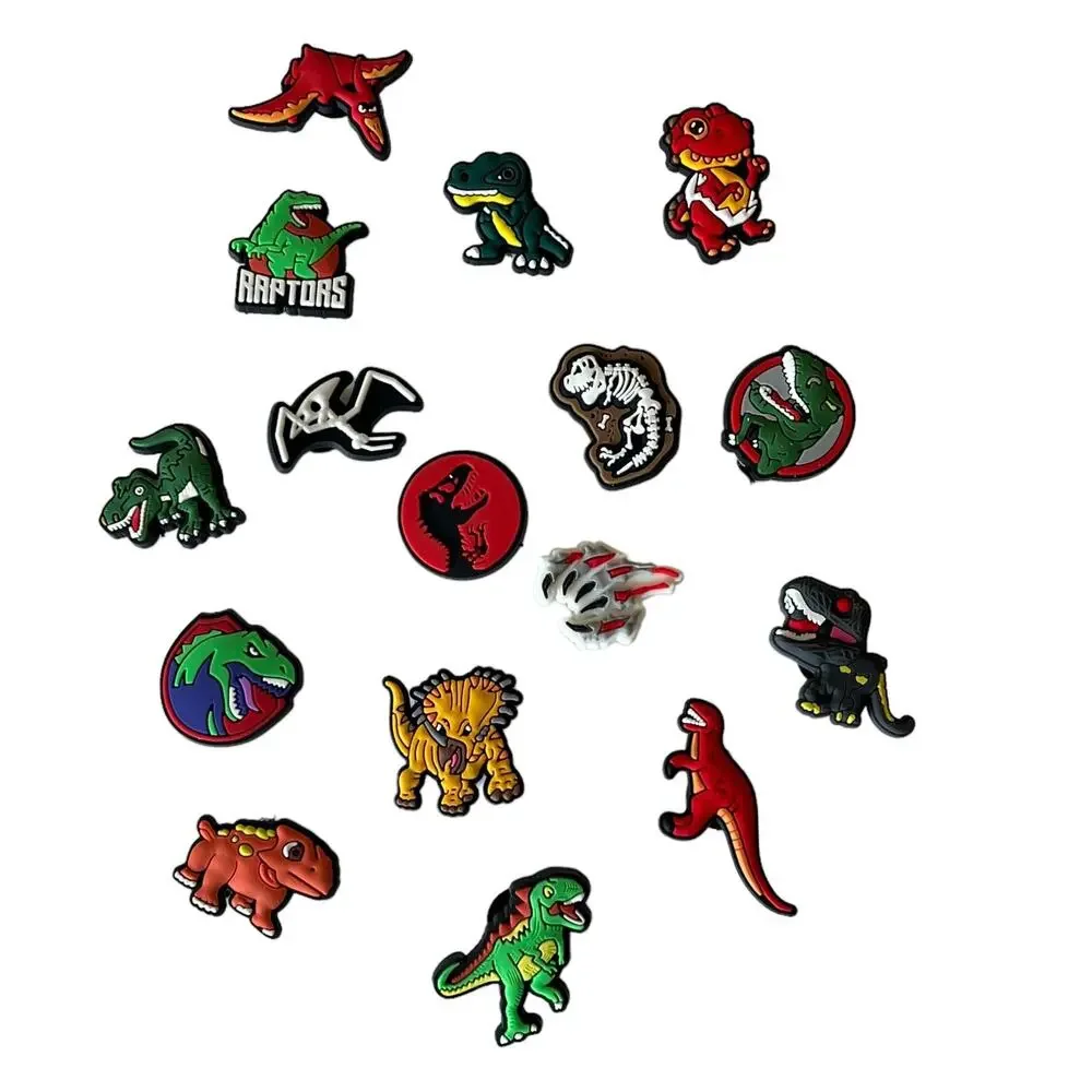 NEW Dinosaur SHOE CHARMS 14pc for Croc Clogs Zip Bags T-Rex Raptors Skeleton +